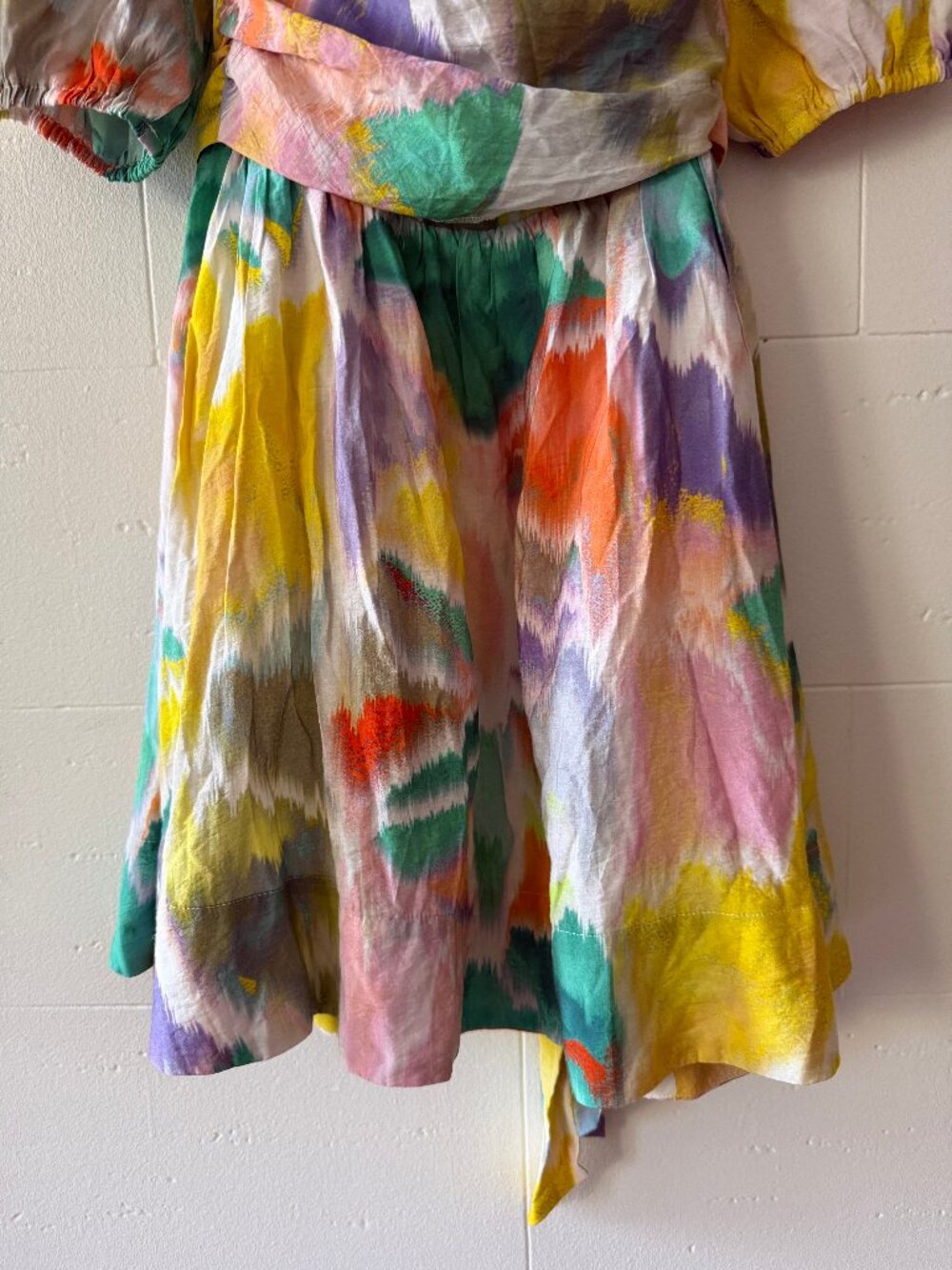 Anthropologie | Colorful Puff Sleeve Mini Dress | Summer Feminine | Medium - Picture 7 of 13